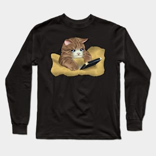 Cat with phone Long Sleeve T-Shirt